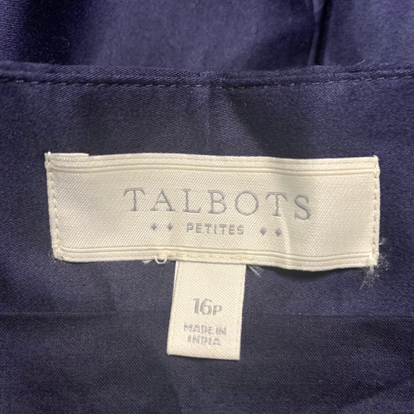 Talbots High Waist Damask Paisley Hem Pleated Aline Skirt 16 P Navy - Picture 10 of 13